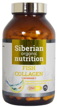 Siberian organic nutrition, Рыбный коллаген + витамин C, капсулы, 250 шт.