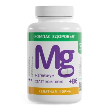 Компас Здоровья, Магний (аспарагинат+бисглицинат) + витамин B6, капсулы, 120 шт.