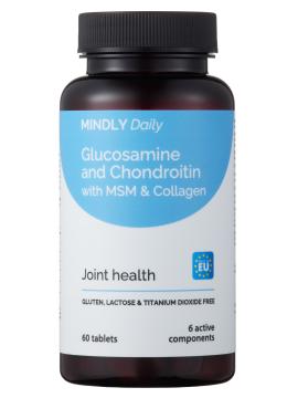 MINDLY, Комплекс «Глюкозамин + Хондроитин + МСМ + Коллаген», таблетки, 60 шт.
