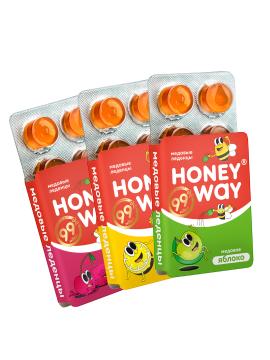 HONEY WAY, Леденцы Медовый микс, 3*18 г